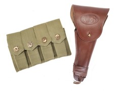 US WW2 M1916 Colt 1911 .45 Holster Utility Holster and 4 Cell M1911 Mag Pouch picture
