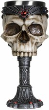 SUMMIT COLLECTION Crowned Gothic Ossuary Skull Wine Goblet Removable Stainless S picture