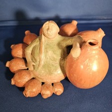 Vintage Peru Chulucanas Women spiral pots Art Folk Pottery Clay 8