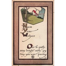 Vintage 1915 New Year Wishes Postcard International Art Publishing Co Oregon VG picture