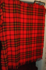 Vtg FARIBO Fluff Loomed Red/Black Wool Plaid Throw Blanket 53