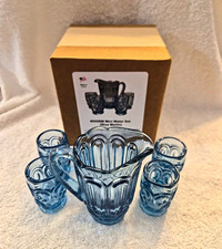 Weishar Mini Moon And Stars Blue Pitcher and Tumbler Glass Set New In Box picture