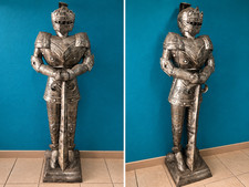 🏰⚔️ VINTAGE LIFE-SIZE MEDIEVAL KNIGHT STATUE – SOLID STEEL – 5 FT TALL ⚔️🏰 picture