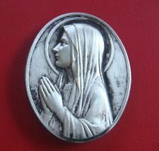 VIRGIN MARY SILVERED BRONZE BEAUTIFULLY DETAILED OLD ICON  PLAQUE BY ESCUDERO RC picture