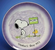  Peanuts Snoopy Woodstock 1973 Mothers Day Plate  Schmid  picture
