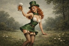 St. Patrick’s Day Pinup Sexy Woman Risque MODERN Postcard D883 picture