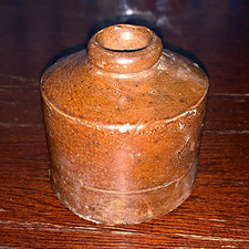 Vintage Brown Ceramic Stoneware Ink Bottle / Ink Pot for Writing Ink picture