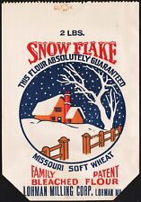 Vintage bag SNOW FLAKE Flour house in snow pic Lohman Milling Missouri n-mint picture