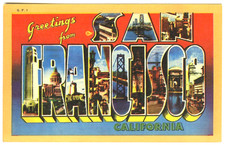 c.1940s SAN FRANCISCO MULTI-IMAGE LARGE LETTER GREETINGS~VINTAGE UNUSED POSTCARD picture