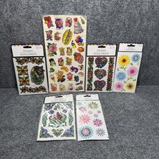 Vintage Sticker Lot Of (6 Packs) Sealed Floral Stained Glass Look Y2K Style picture