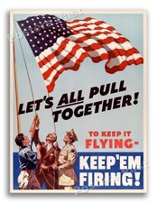 “Let’s All Pull Together To Keep It Flying” 1942 World War 2 Poster - 24x32 picture