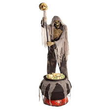 Animated Light-Up Skeleton Stirring Cauldron 6 Ft 7 in Halloween Decoration picture