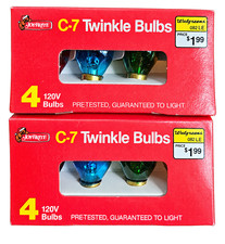 Vtg C7 Twinkle Bulbs Replacement Red Blue Green Orange 2- 4 Packs Walgreens  NEW picture