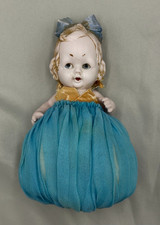 1920s German Hertwig Googly Eye Bisque Flat Back Doll Powder Puff Antique picture