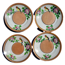 Vintage Tashiro Shoten 1950s Lusterware Made in Japan 4 Parrot Dessert Plates picture