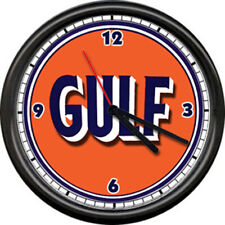 Gulf Gas Service Station Pump Attendant Retro Vintage Gasoline Sign Wall Clock picture