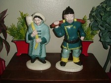 Vintage Weil Ware Made in California Large Oriental Asian Figurine Pair picture