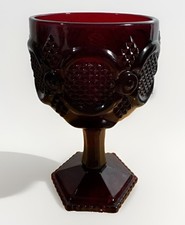 Vintage Avon Cape Cod Ruby Red Wine Water Goblet Cup Glass Collectible 6