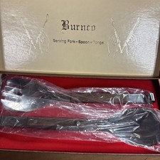 Vintage 60's Burnco Serving Fork + Spoon = Tongs Original Box Wrapped Original picture