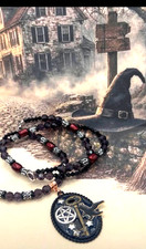 Crossroads Key Crow Pentacle Hoodoo Folk Bruja Protection Amulet Necklace R14 picture
