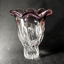 JOSEF HOSPODKA CHRIBSKA PURPLE VASE, ART GLASS, Hand Blown, 9 1/2
