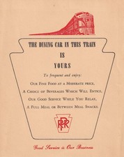 Vintage 1950s Pennsylvania Railroad Dining Car Flyer PRR E7A 5861 picture