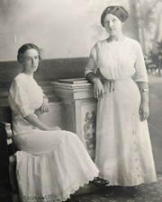 VTG Real Photo Postcard RPPC 2 Women in White Dress Pose for Photo 1906 - 1915 picture