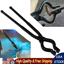 17 inch Blacksmith V-Bit Bolt Tongs Bladesmith Knife Making Wolf Jaw Anvil Forge picture