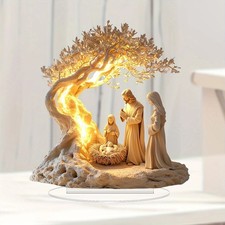 Lighted Nativity Scene Christmas Decor, Jesus Birth Holy Family Figurine Set New picture