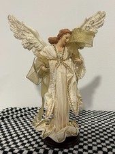 Balsam Hill Golden Grace Angel Figurine Tabletop Statue Fabric Gown 14