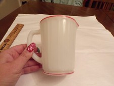 VTG Platonite White Milk Glass with Red Stripe Small Pitcher picture
