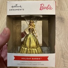 2023 Hallmark Mattel HOLIDAY BARBIE Blond Gold Dress Christmas Ornament NEW +BOX picture