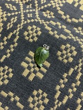 Vintage Jade Leaf Petal Pendent, Silver Bail, 1.5g picture