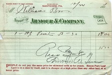 1902 Armour & Co. Nanticoke PA meat products billhead picture