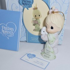 2008 Precious Moments BABY'S FIRST CHRISTMAS Ornament GIRL BOW Item #810005 H75 picture