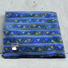 VTG Patagonia Synchilla Fleece Blanket Throw 72x55 Delta Mineral Blue Wave USA picture