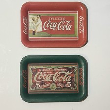 Vintage 1989 Coca-Cola Coke Advertising Tray Set Red Green 1905 1907 Repro picture