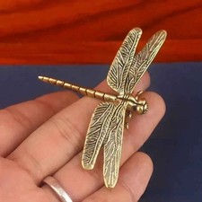 Dragonfly Brass Cooper Figurines Miniatures Tabletops Statues Home Decor 5x7 cm picture