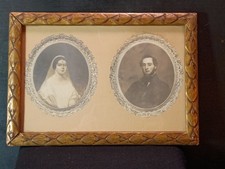 Antique Victorian Wedding Portrait Pair Carved Gold Gilt Frame Washington DC  picture