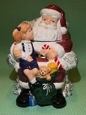 Vtg Sitting Santa & Little Girl on Lap Christmas Cookie Jar JC Penneys w Box picture