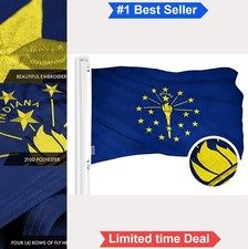 Indiana State Flag 2x3 Ft Embroidered 300D Polyester Heavy Duty Brass Grommets picture