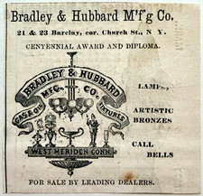 1877 Bradley & Hubbard Gas Oil Fixtures Advertisement Victorian Centennial Award picture