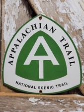 VINTAGE APPALACHIAN TRAIL PORCELAIN SIGN OLD SMOKY MOUNTAINS SCENIC HIKE 10