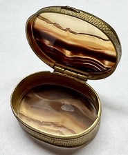 Georgian gilt brass & banded agate oval snuff box, early 19thC picture