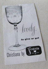 FOSTORIA GLASS #814 CHRISTIANA 2 Sided Leaflet Illustrated 1942-57 picture