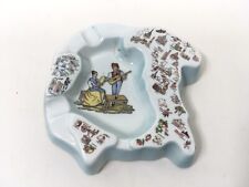 Italy Map Ashtray Roma Trinita Dei Monti Vintage Souvenir Ash Tray Ceramic Dish picture