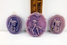 Vintage Handmade Lot of 3 Cherub & Angels Beeswax Wall Plaques picture