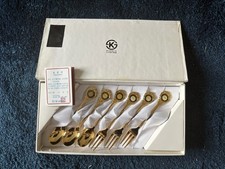Vintage Molex Hanbit 24K Gold-plated 6-piece Dessert Fork/spoon Set - Korea picture