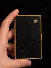 Vintage Pierre Cardin Cigarette Case Black Gold Metal Japan 1970s  picture