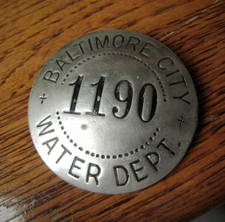 ANTIQUE Employee's  BADGE Baltimore City WATER DEPARTMENT Maryland  picture